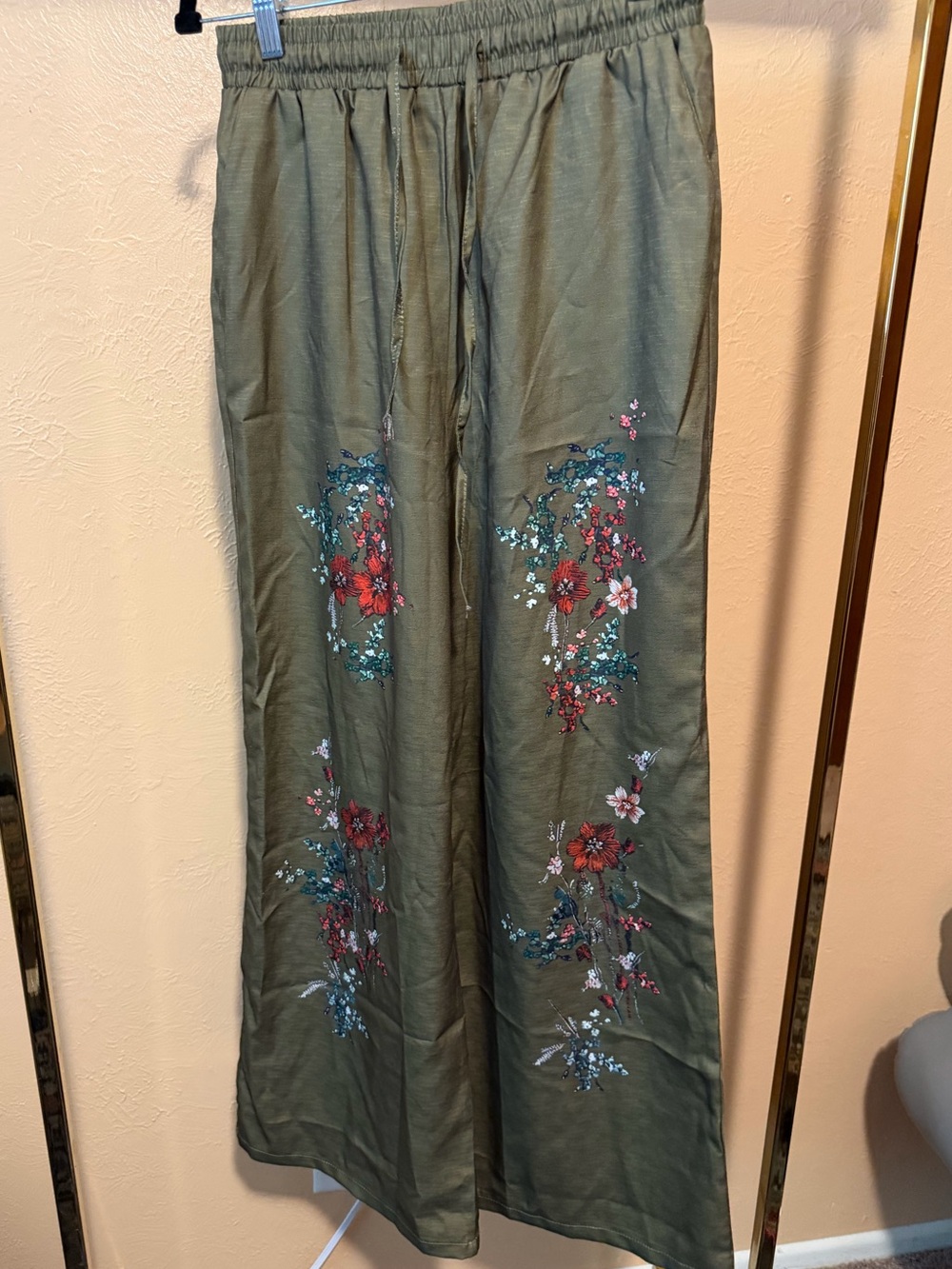 Olive Green Floral Lounge Pants